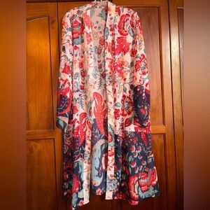 Floral Kimono Robe - Red and Blue